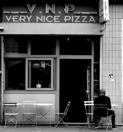  photography ,Black & White  on paper,limited edition, Paris Cafe A Very Nice Pizza