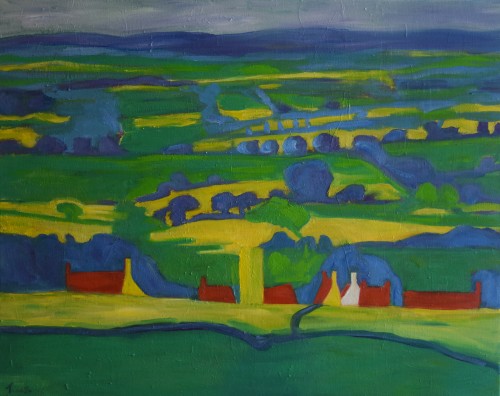 Colorful, original, landscape, painting, Devon,expressionism