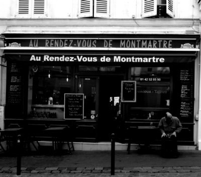 photography ,Black & White on Paper , Paris, cafe,Montmartre