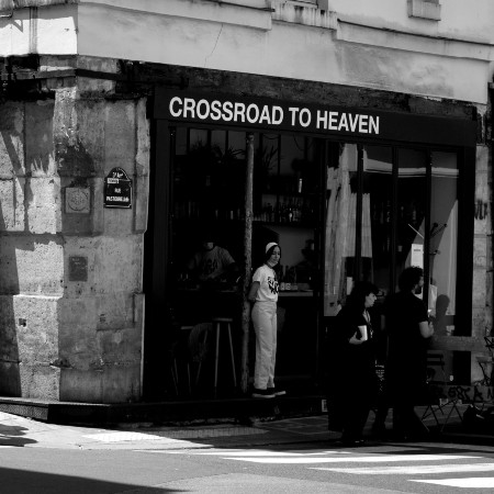 Paris, Photography ,Black & White  on paper , limited edition,  Paris, Cafe, Crossroads to Heaven,waitress,cities