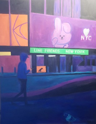 Paris-In Search Of Dejeuner ,dog,bike cafe ,oil painting for sale