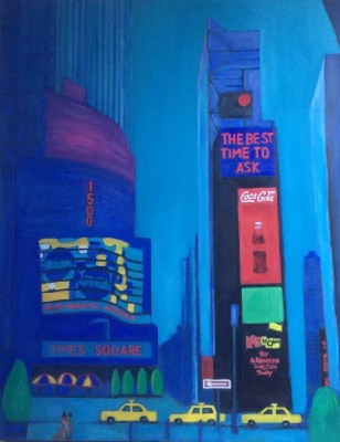 Painting, oil,New York Times Square fox 