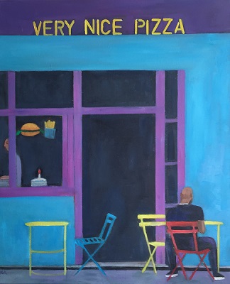  oil painting ,New York Busker